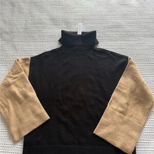 Sanctuary Black and Tan Turtleneck Sweater